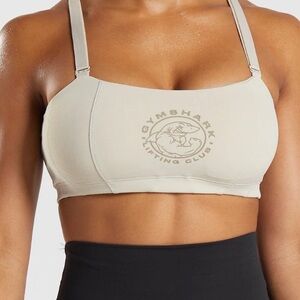 Gymshark Legacy Bandeau Bra in pebble grey size small